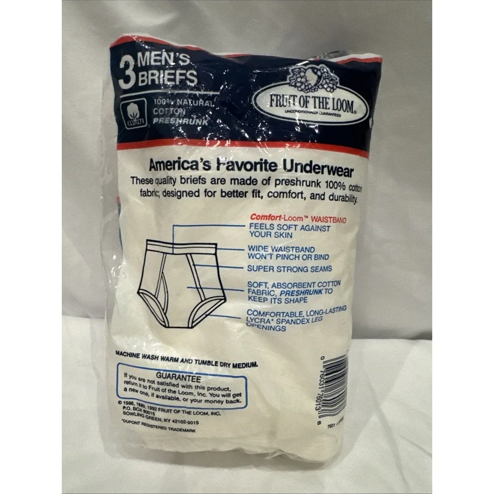 Vintage Fruit of the Loom Men's Briefs L 38-40 3 Pack NOS USA Sealed Cotton